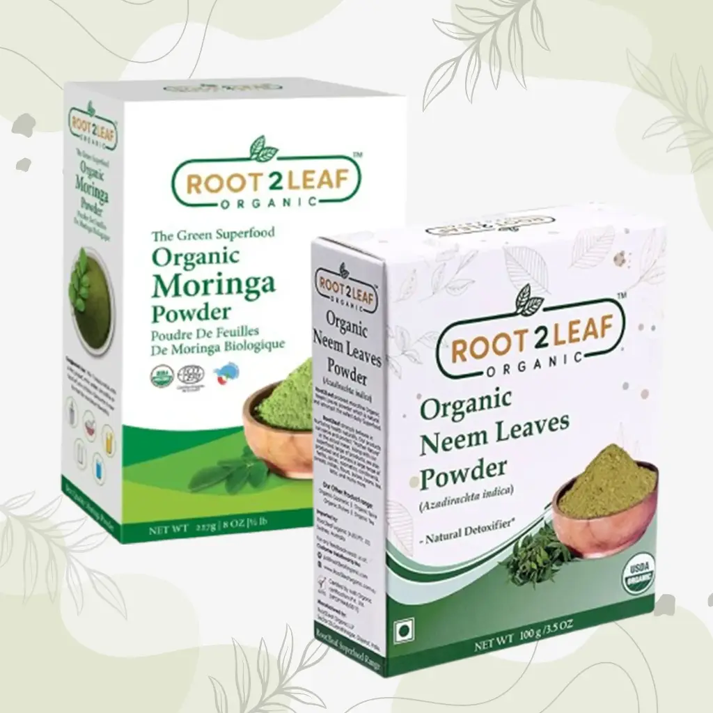 Root2Leaf Organic Pack of 2 Moringa Leaf Powder & Neem Leaf Powder  (100g)