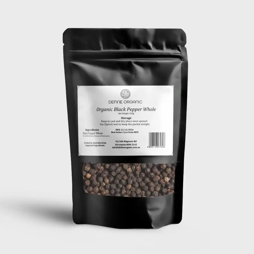 Organic Black Pepper Whole 500g