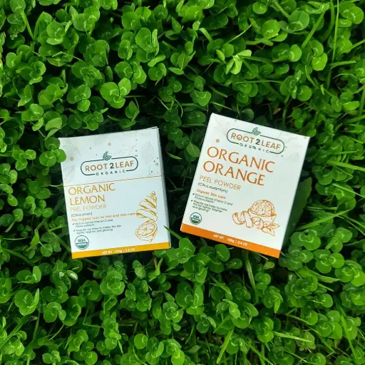 Root2Leaf Organic Pack of 2 Orange Peel Powder & Lemon Peel Powder (100g)