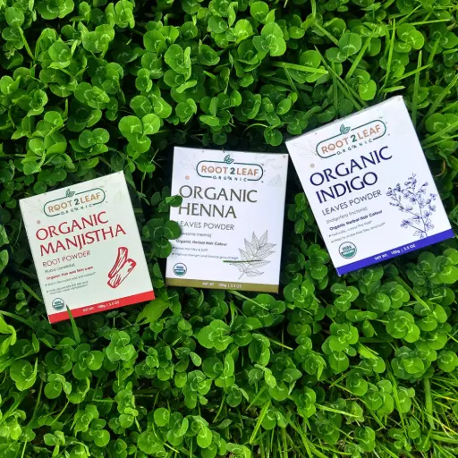 Root2Leaf Organic Pack of 3 Indigo Leaves Powder &  Henna Powder & Manjistha Root Powder  (100g)