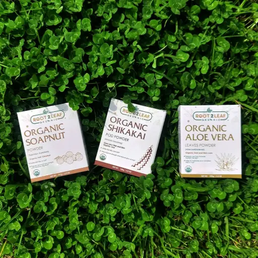 Root2Leaf Organic Pack of 3 Soapnut Powder &  Aloe Vera Leaves Powder & Shikakai Pod Powder  (100g)